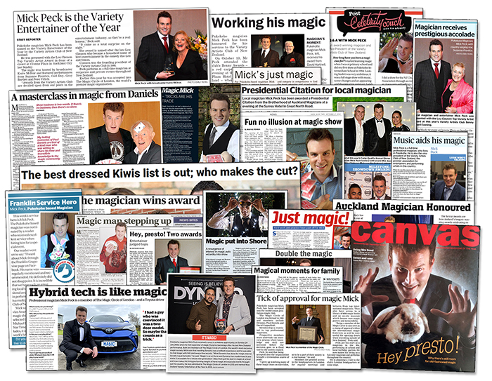 Auckland Magician Mick Peck Mr Magic Media Articles