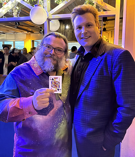 Picture of Auckland Magician Mick Peck with Jack Black